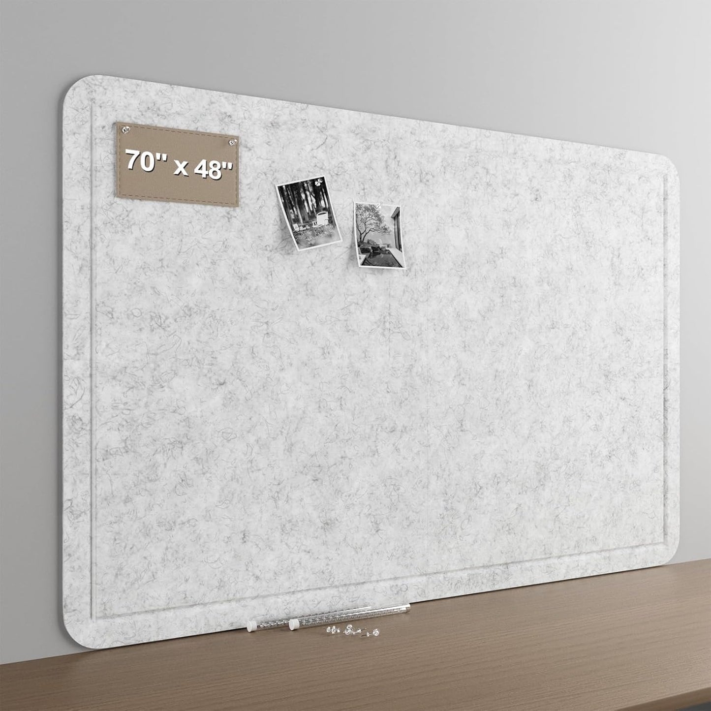 Large Felt Bulletin Board for Wall, 24"x18" Frameless Picture Board, Soft Felt Cork Board for Office, Home Planning & Office Wall Decor, Easy Install Pin Board
