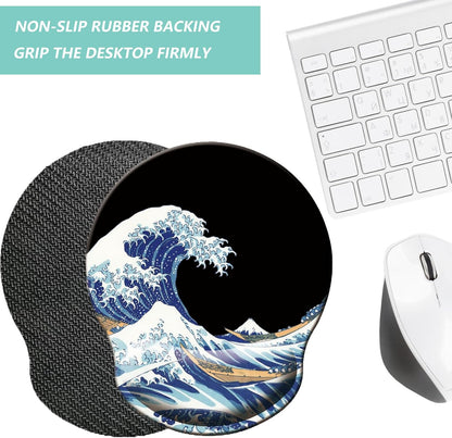 Mouse Pad with Wrist Support, Ergonomic Mouse Pad with Memory Foam Wrist Rest Cushion, Non-Slip Rubber Base Gaming Mice Pad for Home Office Computer Laptop, Flowers Grass