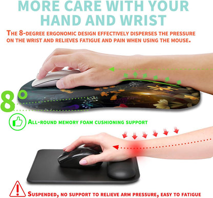 Ergonomic Mouse Pad Wrist Support with Memory Foam Massage Bulge, Carpal Tunnel Pain Relief Mousepad Wrist Rest for Mouse(12x8 inch, Silver Gray Light Purple)