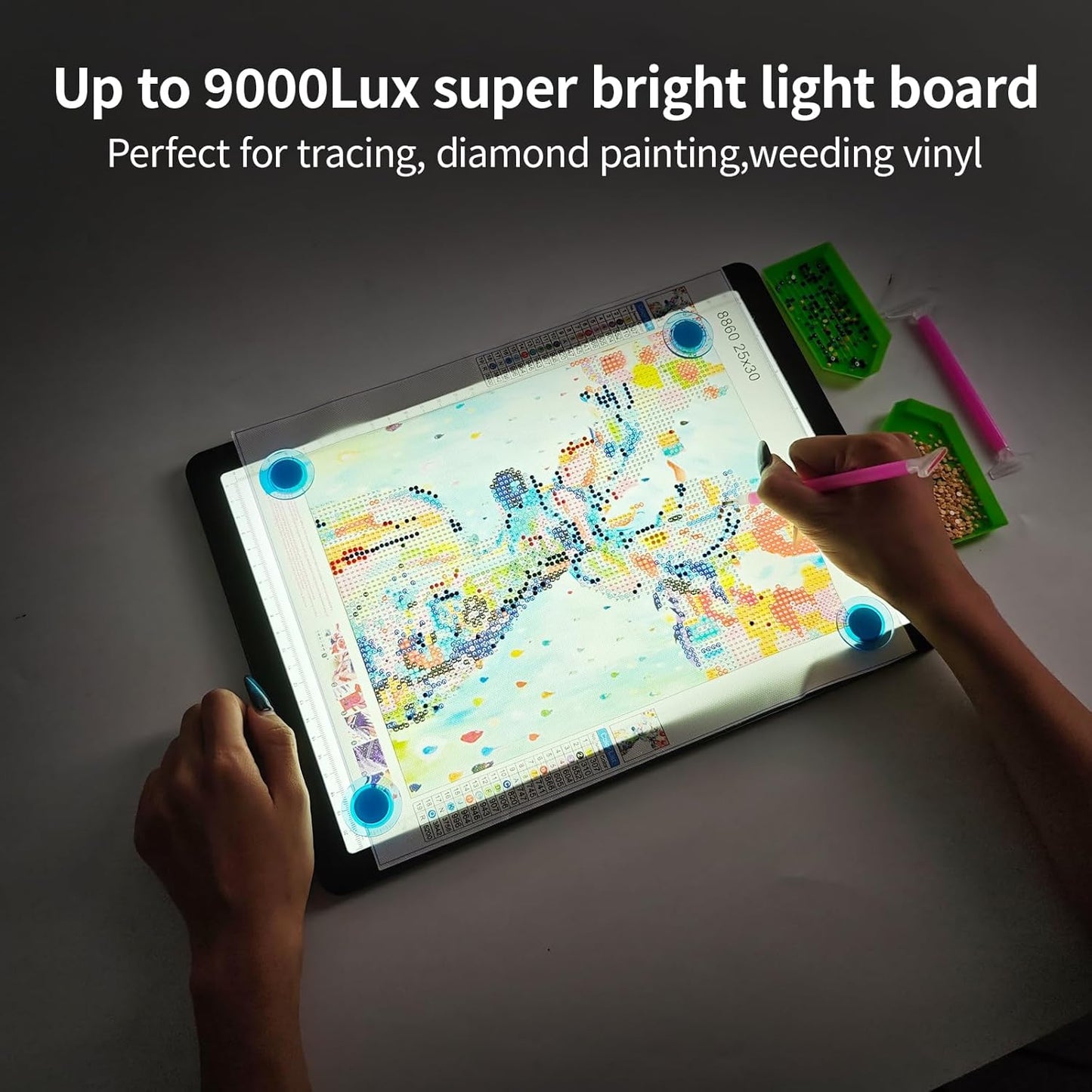 Heanolier Rechargeable A3 Tracing Light Box Drawing Pad,5600 Lux Bright Magnetic light pad, Dimmable Lightbox,3 color modes,light board for Diamond painting,light table for Sketching,Tattoo,X-ray View