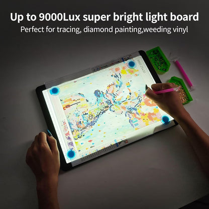 Heanolier Rechargeable A3 Tracing Light Box Drawing Pad,5600 Lux Bright Magnetic light pad, Dimmable Lightbox,3 color modes,light board for Diamond painting,light table for Sketching,Tattoo,X-ray View