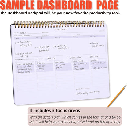 Sunday Start Weekly Planner with Habit Tracker - 8.5×11" Professional Productivity Tools to Organize Your Daily Tasks, Goals, Projects - Dashboard Desk Pad - ADHD To-Do List Notepad