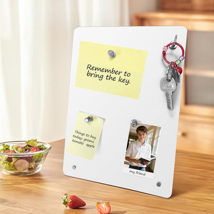 Magnetic Metal Display Bulletin Board - 2 Pack 11x8Inch Magnet Display Stand with 6 Magnets for Displaying Memos Messages Photos in Home School Kitchen Office （ Black Vertical）