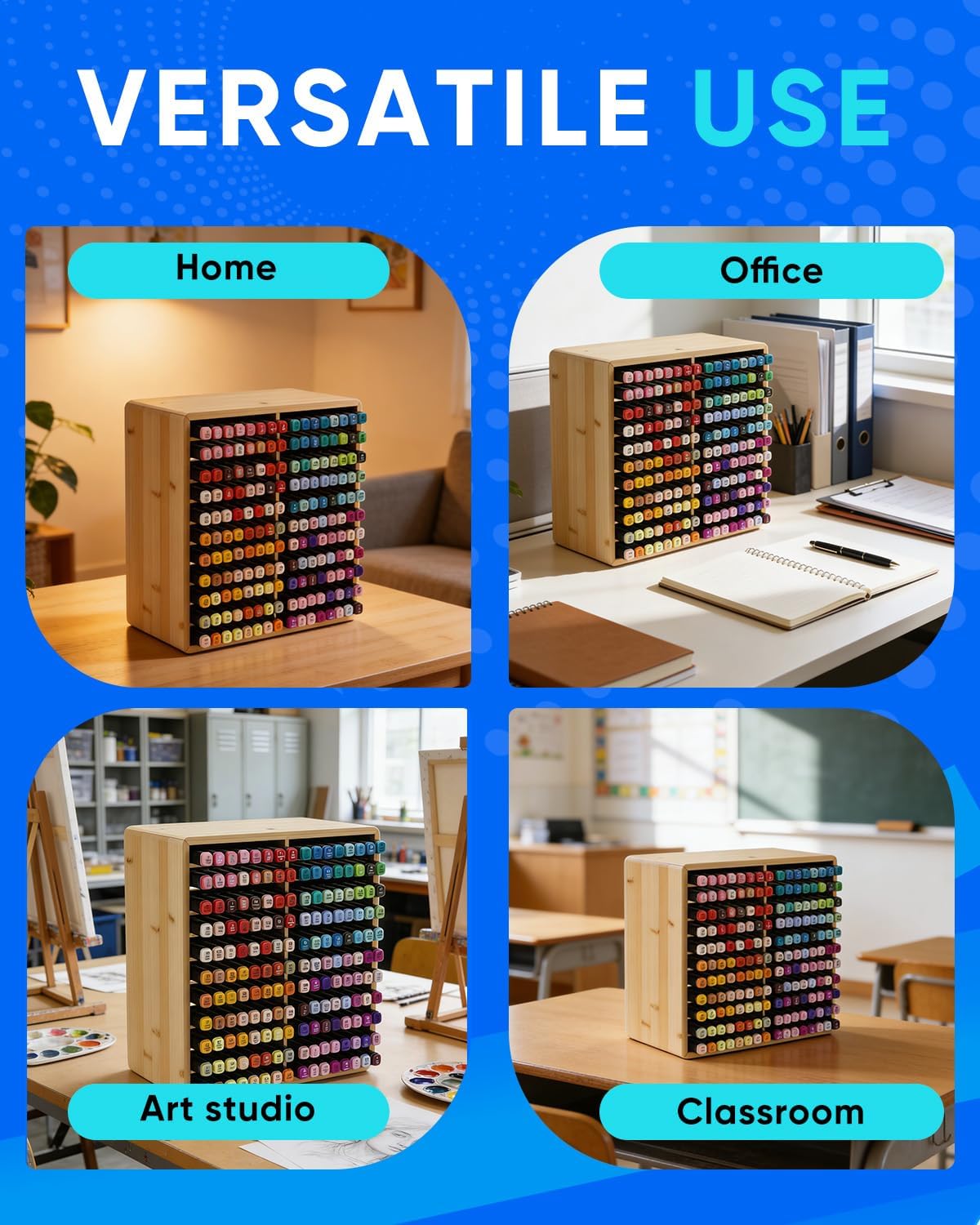 UCEC 300 Slot Marker Organizer Adjustable Markers Holder for Desk, Marker Storage Rack Pen Color Pencil Watercolour Brushes, Pen Case Markers Organizer for Artists for Studio, Classroom, Home Office