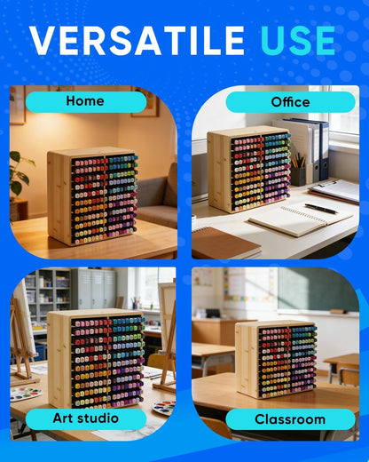 UCEC 300 Slot Marker Organizer Adjustable Markers Holder for Desk, Marker Storage Rack Pen Color Pencil Watercolour Brushes, Pen Case Markers Organizer for Artists for Studio, Classroom, Home Office
