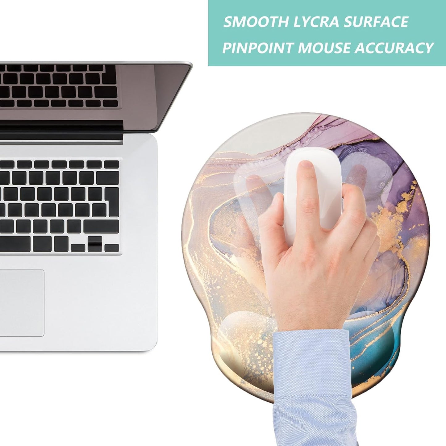 Mouse Pad with Wrist Support, Ergonomic Mouse Pad with Memory Foam Wrist Rest Cushion, Non-Slip Rubber Base Gaming Mice Pad for Home Office Computer Laptop, Flowers Grass