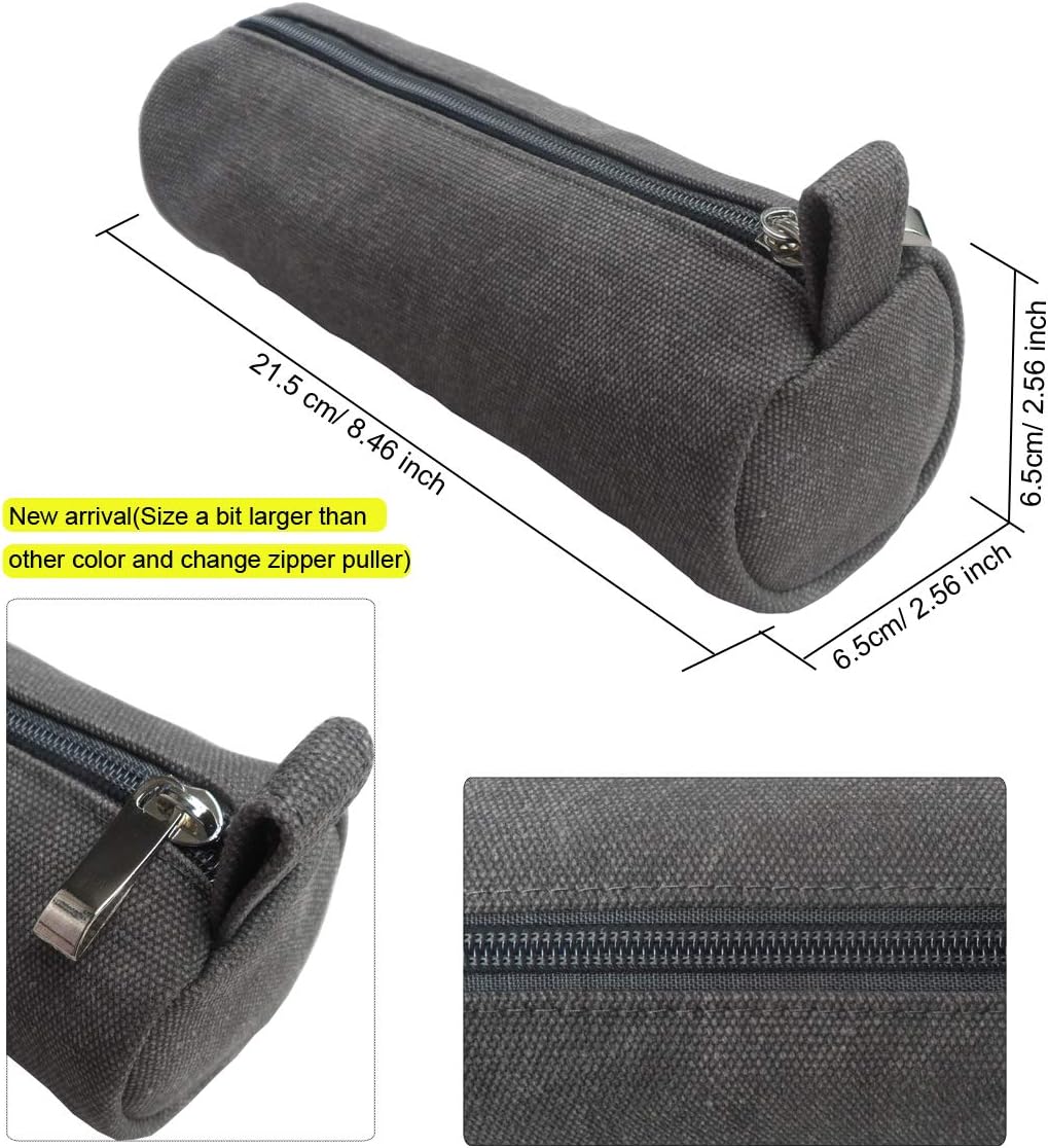 Heavy Canvas Stationery Portable Compact Simple Zipper Pencil Case and Durable Small Medicine Bag 1 Pack Khaki