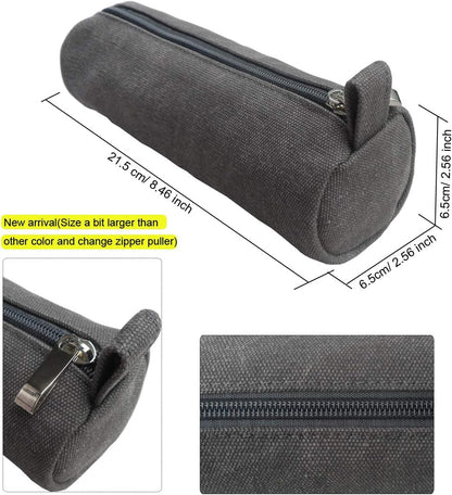 Heavy Canvas Stationery Portable Compact Simple Zipper Pencil Case and Durable Small Medicine Bag 1 Pack Khaki