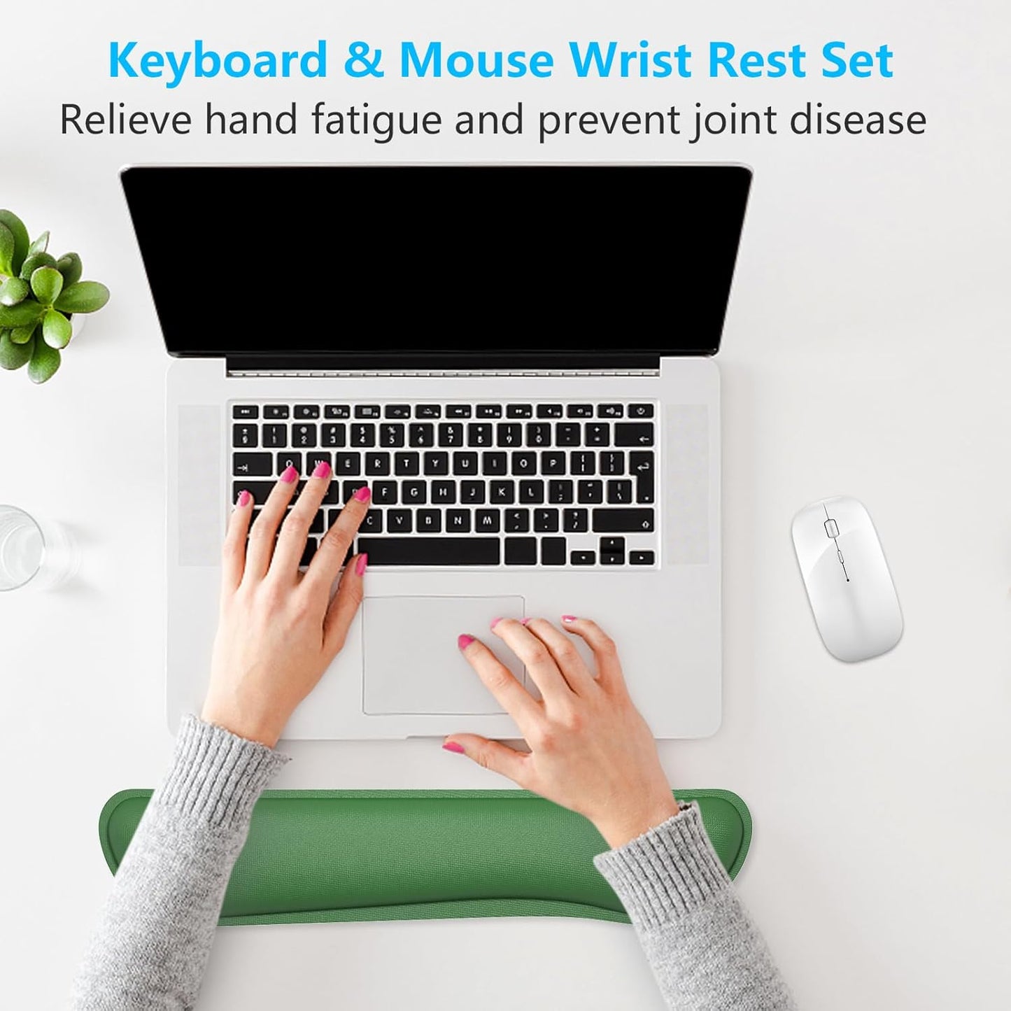 Dapesuom Enlarge Keyboard Wrist Rest, Memory Foam Keyboard Wrist Cushion for Computer Desk Mats Support, Pain Relief Ergonomic Mouse Pad Rests with Non-Slip Base for Gaming, Laptop, Radiant Orchid