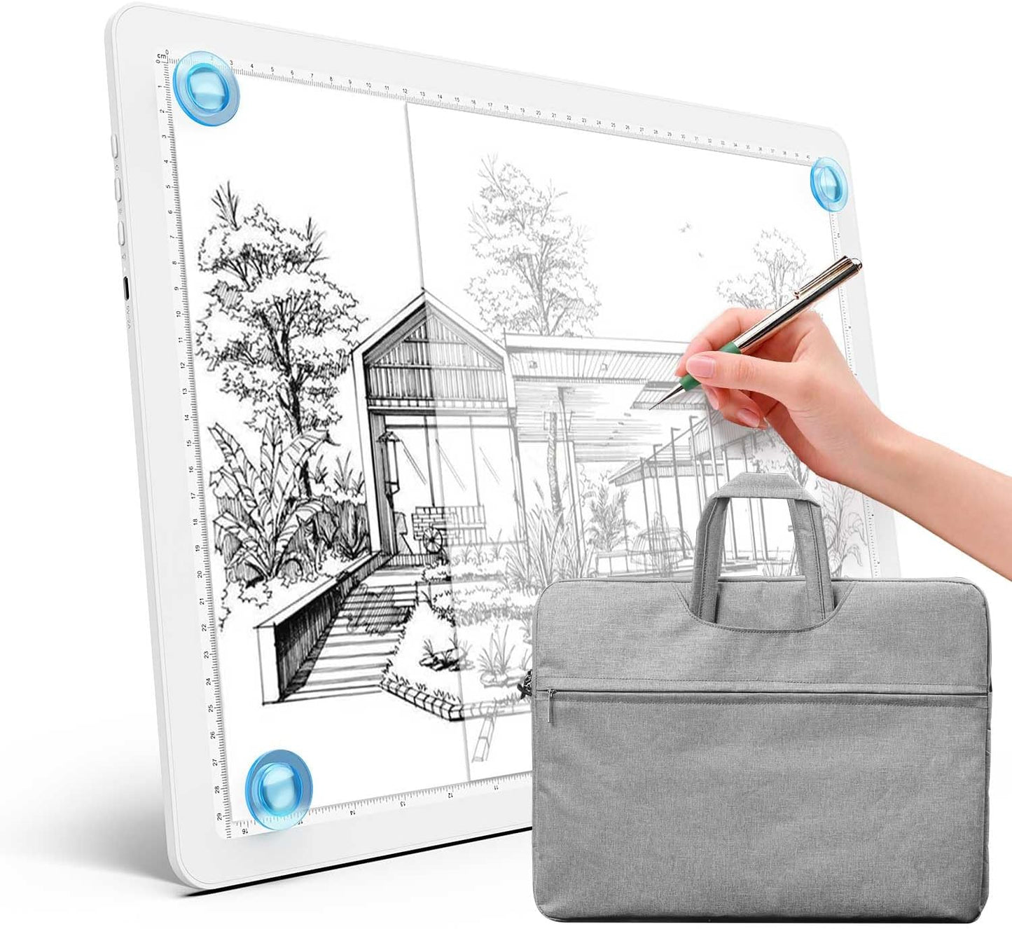 Heanolier A4 LED Copy Board Light Tracing Box,Super Bright Magnetic Light pad with Side physical Buttons,Adjustable Corded Light Table for Tattoo Transferring,Drawing, Light Board for Diamond Painting