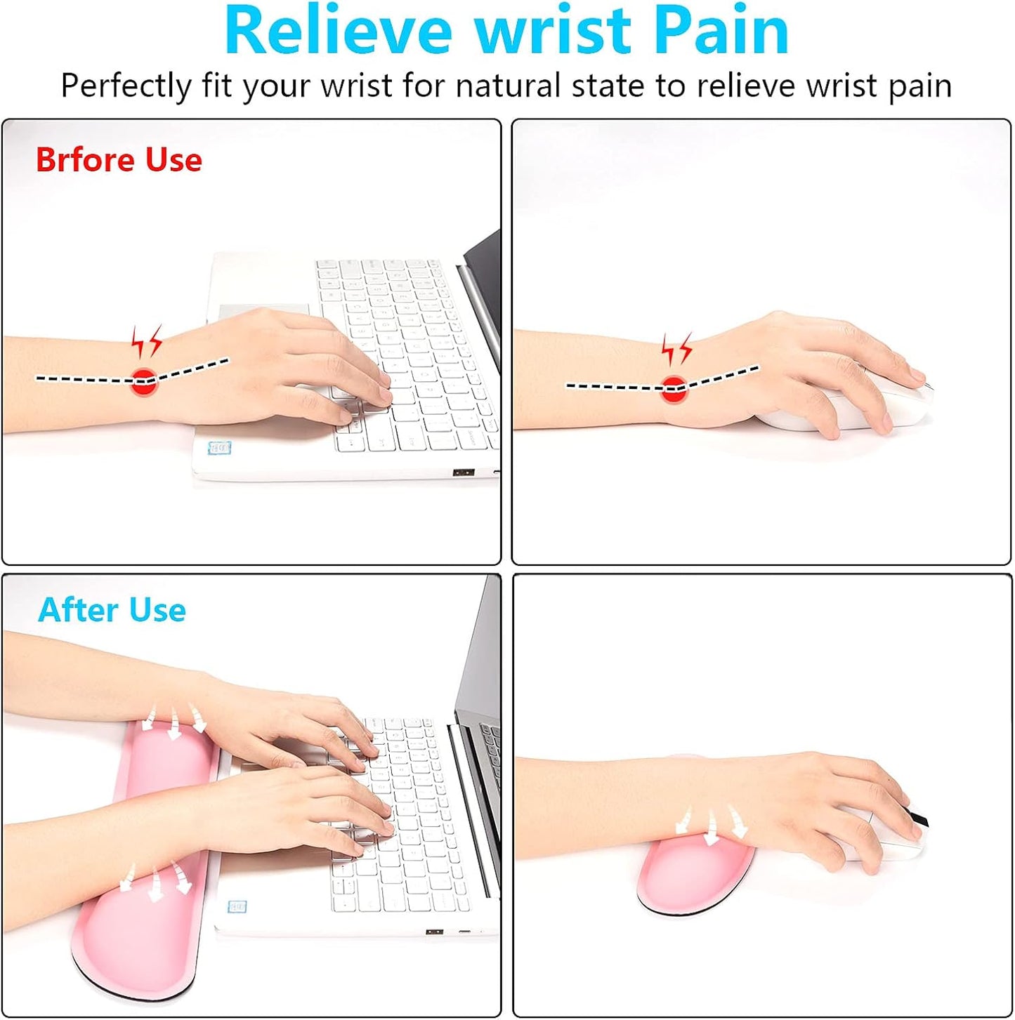 Dapesuom Mouse Wrist Rest, Ergonomic Memory Foam Mouse Wrist for Computer Desk Mats Support, PU Leather Hand Rest Pad Cushion for Gaming, Laptop, Men, Women, Pain Relief & Easy Typing, Black