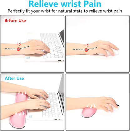 Dapesuom Mouse Wrist Rest, Ergonomic Memory Foam Mouse Wrist for Computer Desk Mats Support, PU Leather Hand Rest Pad Cushion for Gaming, Laptop, Men, Women, Pain Relief & Easy Typing, Black