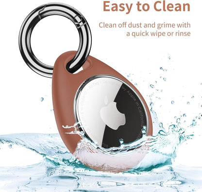 UNBREAKcable AirTag Holder for Apple - 4 Pack Air Tag Case [Fit Tightly Design] [Easy to Install] [Hold Securely] Waterproof TPU Protective Cover with Metal Keychain for Kids,Pet,Luggage,Backpack,Keys