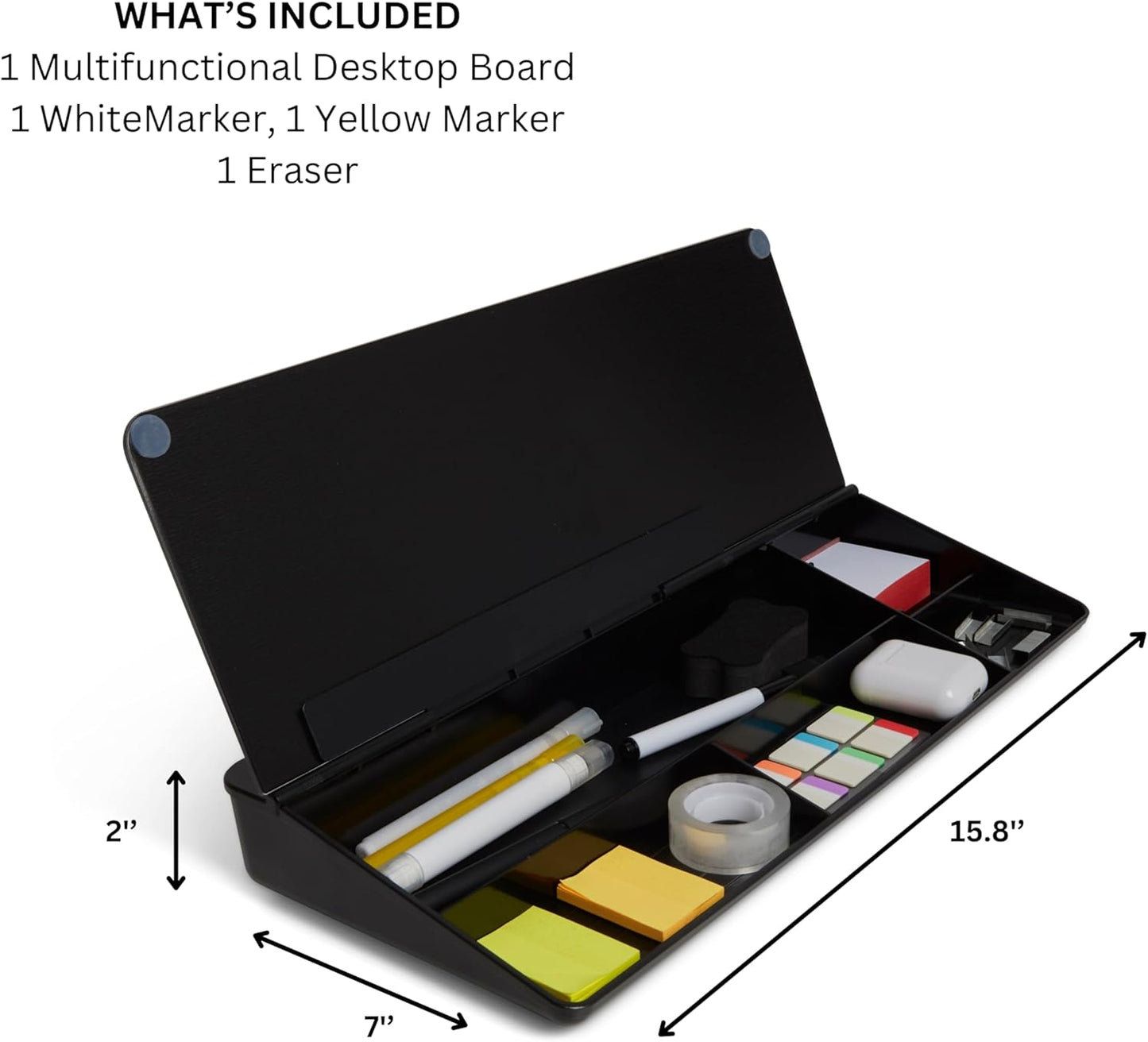GAROOD Desktop Whiteboard with Storage Desk White Board Desk Board Glass White Board with Stand Home Office Organizer Phone Holder 15.8X7X2 inches