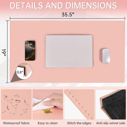 AKOZLIN 35.4"x 18.9" Soft PU Leather Surface Office Desk Mouse Mat Anti-Push Pad with Full Grip Fixation Lip Table Blotter Edge-Locked Protector