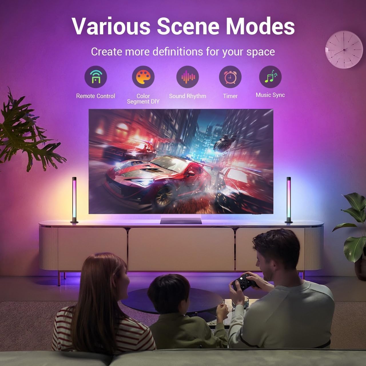 Smart Gaming Light Bar Ambient Lighting, LED Backlights with Scene and Music Sync for Game Monitor, PC, TV, Room Decoration Valentine's Day Gift