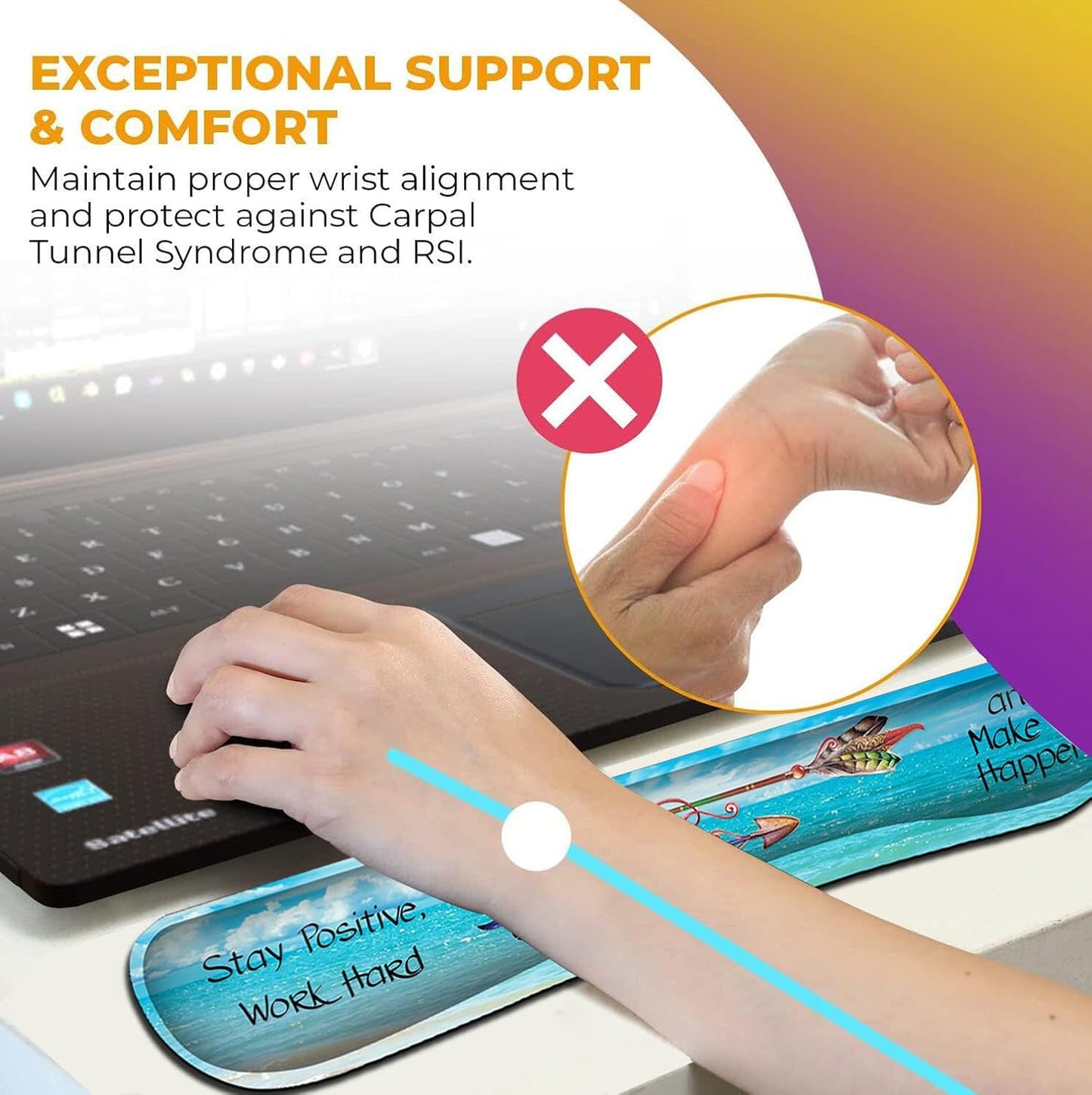 Mouse Pad with Wrist Support, Ergonomic Gel Mouse Pad Beautiful Flowers,Non-Slip Durable, Memory Foam Keyboard Wrist Rest, Suitable for Office Typing Games, Pink Hyacinths on Wood Panel