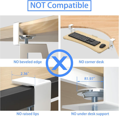 suptek Keyboard Tray Under Desk Pull Out with C Clamp Mount, Computer Keyboard & Mouse Tray, 25.6 (30 Including Clamps) x 11.8 inch Slide-Out Platform Computer Drawer for Typing, Black, DSF1