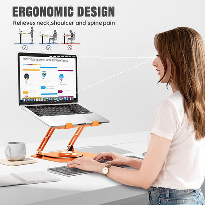JOYEKY Laptop Stand for Desk, Adjustable Computer Stand with 360° Rotating Base, Ergonomic Laptop Riser for Collaborative Work, Foldable & Portable Laptop Stand, fits for All 10-16" Laptops