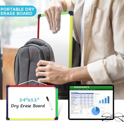MaxGear Double-Sided Dry Erase Board for Wall, 16"x12" Hanging Whiteboard, Small Dry Erase White Board with 3 Markers and 4 Magnets, Portable Whiteboard for Planning, Drawing, Memo, to Do List