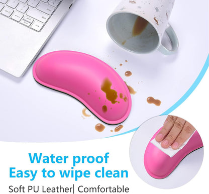 Dapesuom Mouse Wrist Rest, Ergonomic Memory Foam Mouse Wrist for Computer Desk Mats Support, PU Leather Hand Rest Pad Cushion for Gaming, Laptop, Men, Women, Pain Relief & Easy Typing, Black