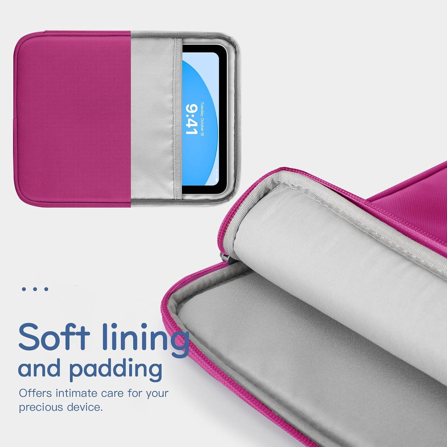 Dadanism 9-11" Tablet Sleeve Bag Carrying Case for iPad (A16) 11th Gen 11", iPad 10th Gen 10.9" Air 5/4, iPad Air M4/Pro 11", iPad 9/8/7th, Galaxy Tab A11+ Plus 11", Remarkable 2 10.3", Black