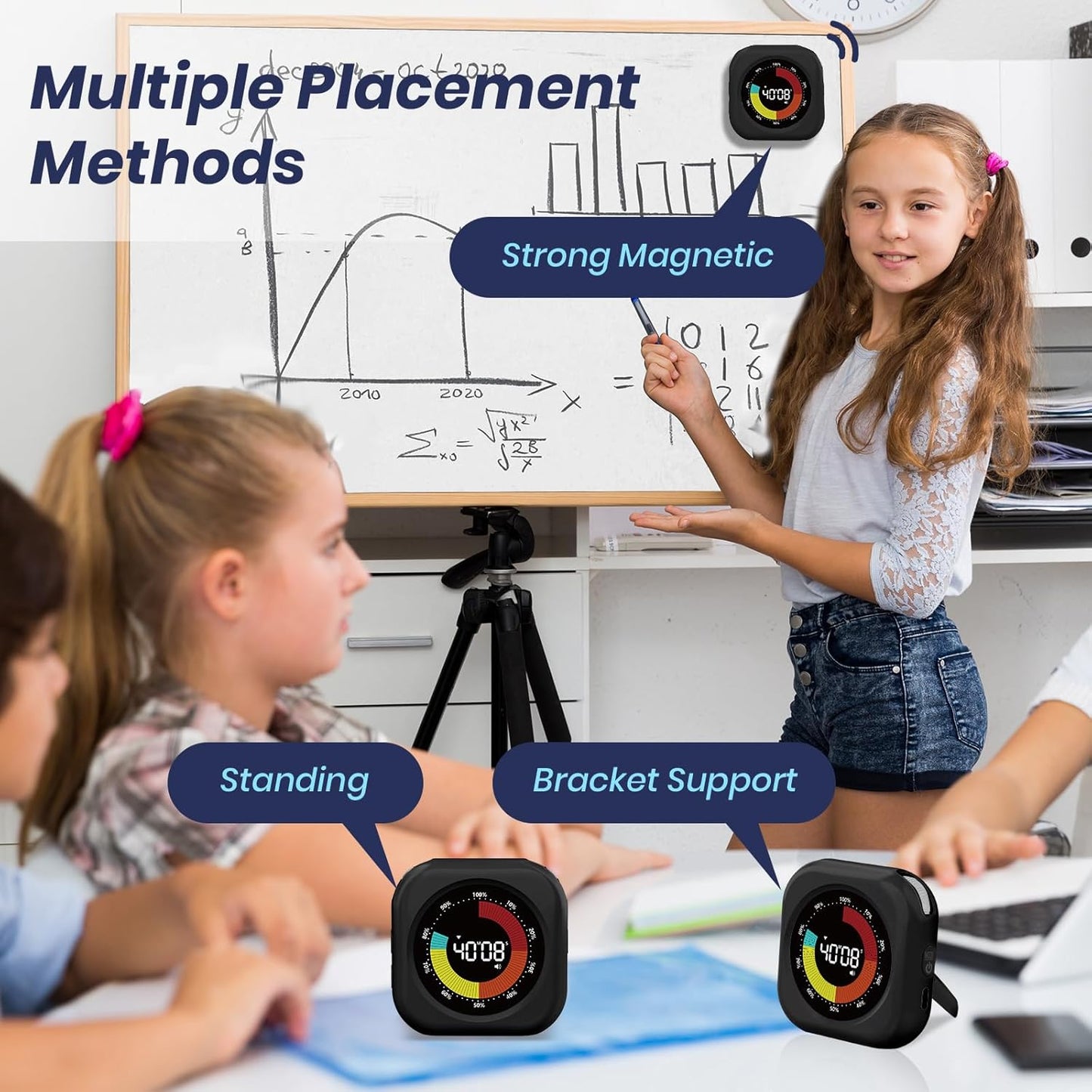 PERSUPER Visual Timer for Kids, 10 Hours Countdown/Up, with Rechargeable, 3 Volume Levels, 3 Brightness Display, and Magnetic, Homeschool Study Tool, Large Digital Timers for Classroom, Kitchen
