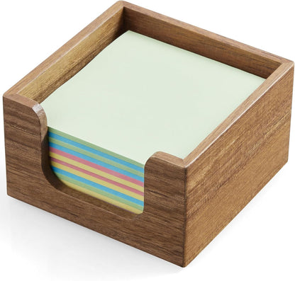 Bivvclaz Wood Sticky Note Holder, 3 x 3 Inch Post It Note Dispenser for Office Desk Accessories, Self Stick Note Pad Holder, Memo Pad Holder Dispenser Organizer for School Office Desk Supplies, Black