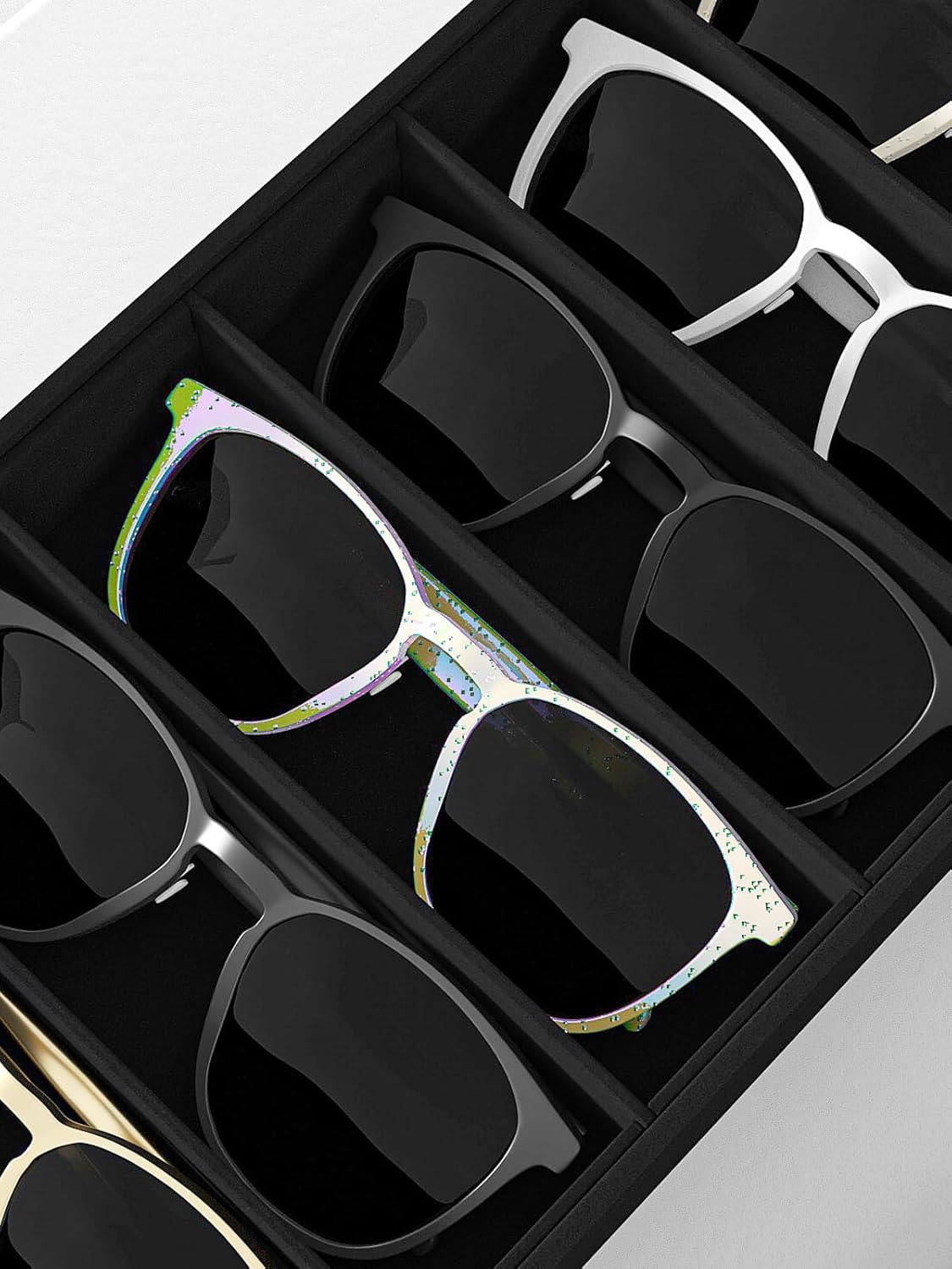 Sunglass Organizer Tray,Eyeglass Storage for Multiple Glasses,Jewelry and Sunglasses Drawer Organizer (Beige 2)