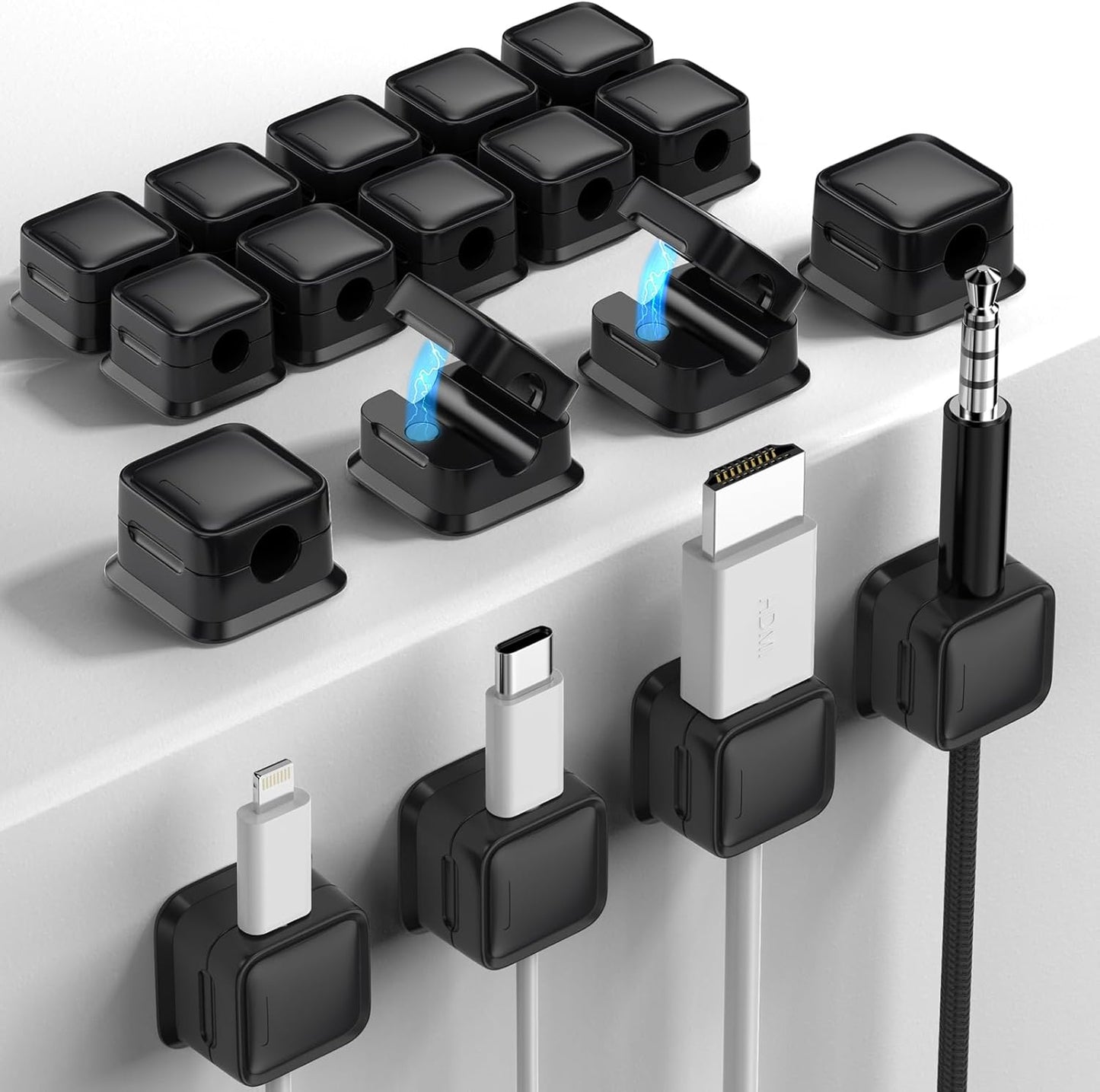 8 Pack Cord Organizer Holder,Costop Strong Adhesive Desk Cable Management Magnetic Easy Open,Organize Phone Charging Cords Wire Holder Organizer Neatly for Home,Office,Car,Desk,Nightstand