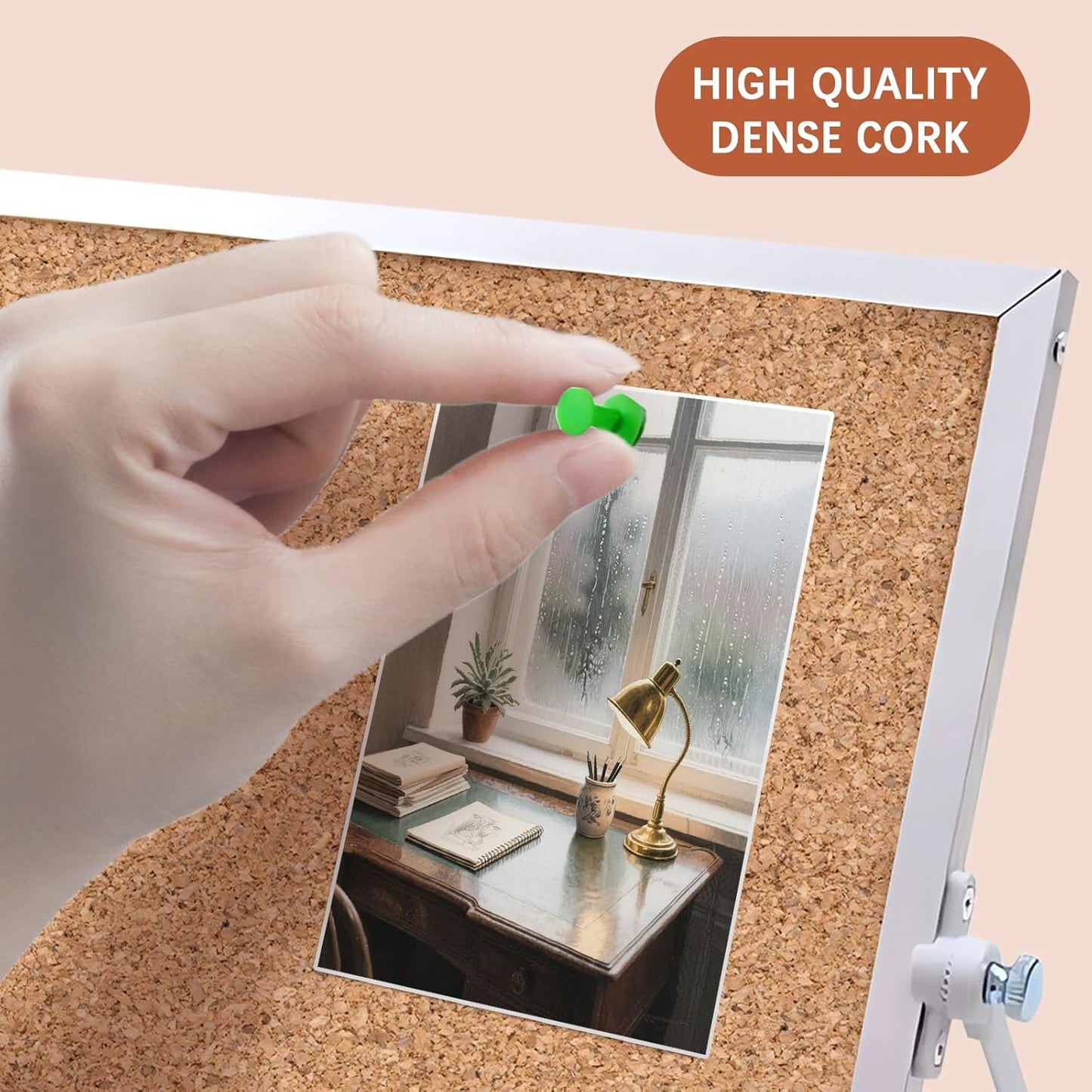2 Pack Cork Board Bulletin Board, Double Sided Pin Board with Silver Aluminum Border, Desktop Small Cork Board with Stand Suitable for Home, Office, Desk Message Board or Picture Board 9.8"×9.8"