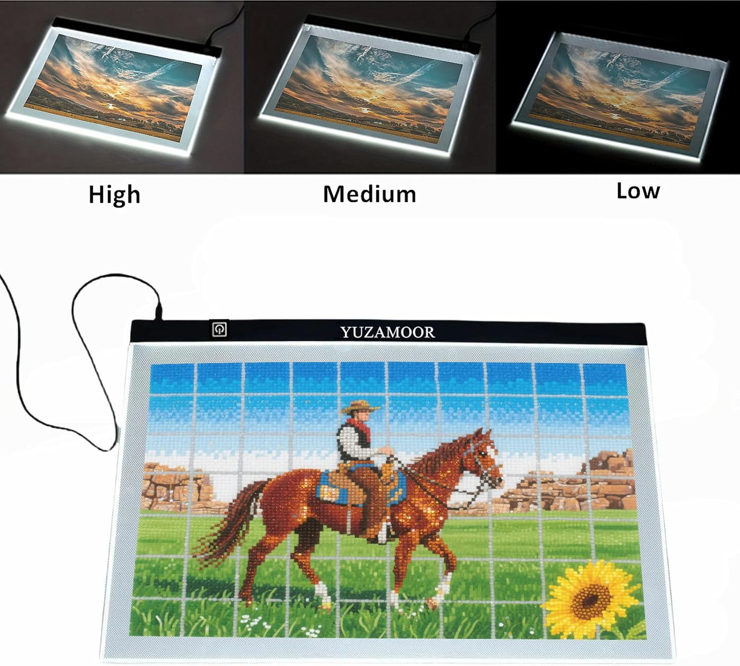 A2 Extra Large Tracing LED Light Pad for Diamond Art, Sketching, Painting - Adjustable Brightness, Sketching, Tracing - USB Powered DIY Diamond Art Light Box - No mesh No dot