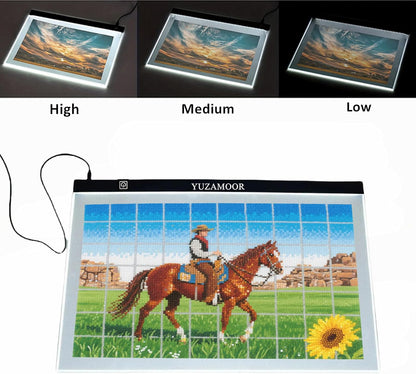 A2 Extra Large Tracing LED Light Pad for Diamond Art, Sketching, Painting - Adjustable Brightness, Sketching, Tracing - USB Powered DIY Diamond Art Light Box - No mesh No dot