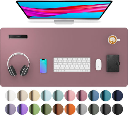 Aothia Leather Office Desk Pad Protector, Non-Slip PU Leather Desk Blotter, Waterproof Laptop Writing Mouse Pad for Office and Home, Black, 31.5" x 15.7" - Colors B