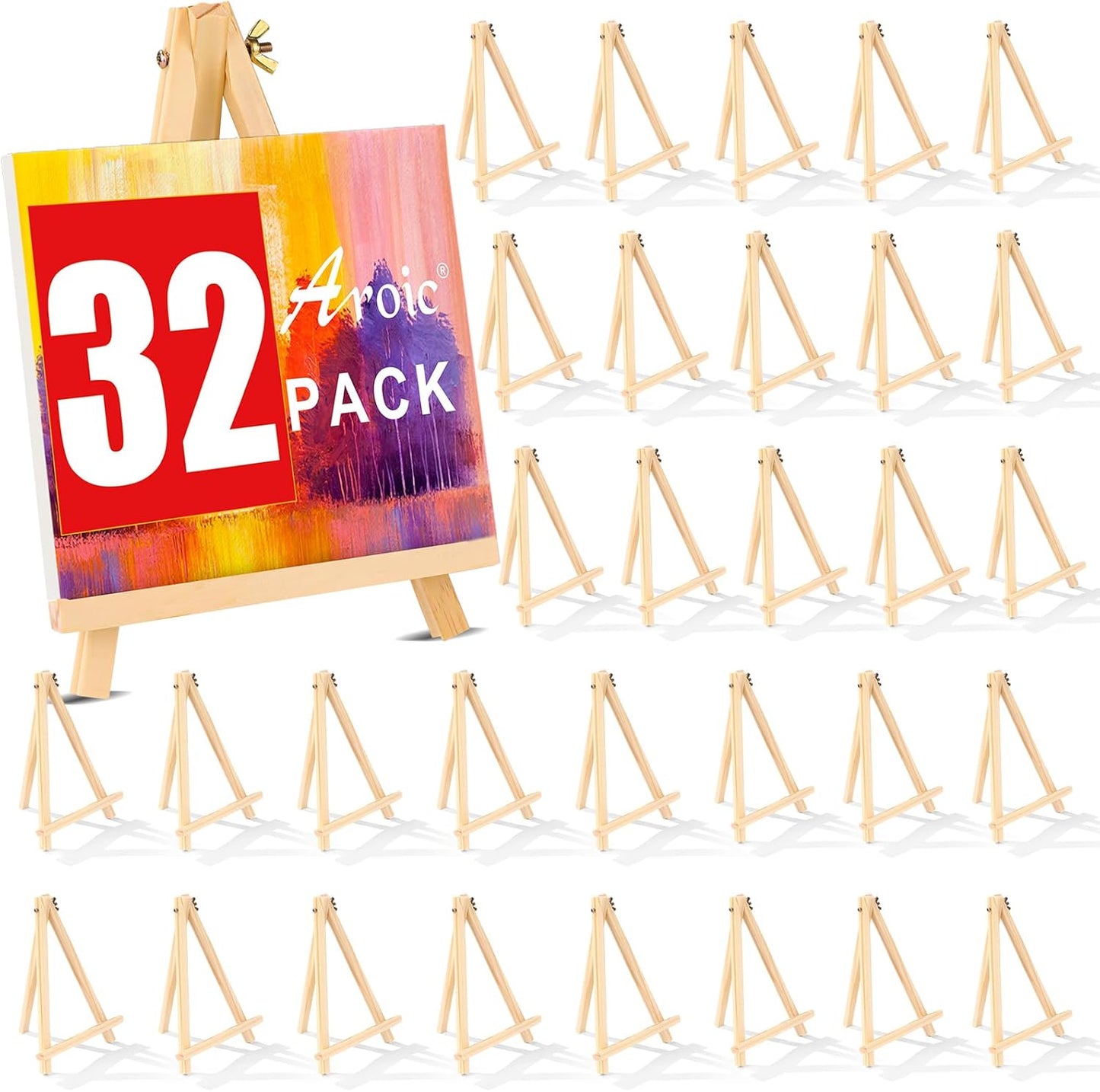 12 Pack 9 Inch Wood Easels, Easel Stand for Painting Canvases, Art, and Crafts, Tripod, Painting Party Easel, Kids Student Tabletop Easels for Painting, Portable Canvas Photo Picture Sign Holder