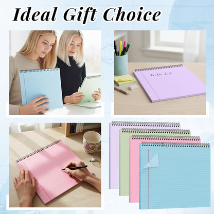 MotiMind 4 Pack Landscape Notebook Top Spiral Bound 11 x 9.5 Inch College Ruled Legal Pads Horizontal Notepad with Hole Punched Pages for Office School Meeting Project Notes Daily Use, White