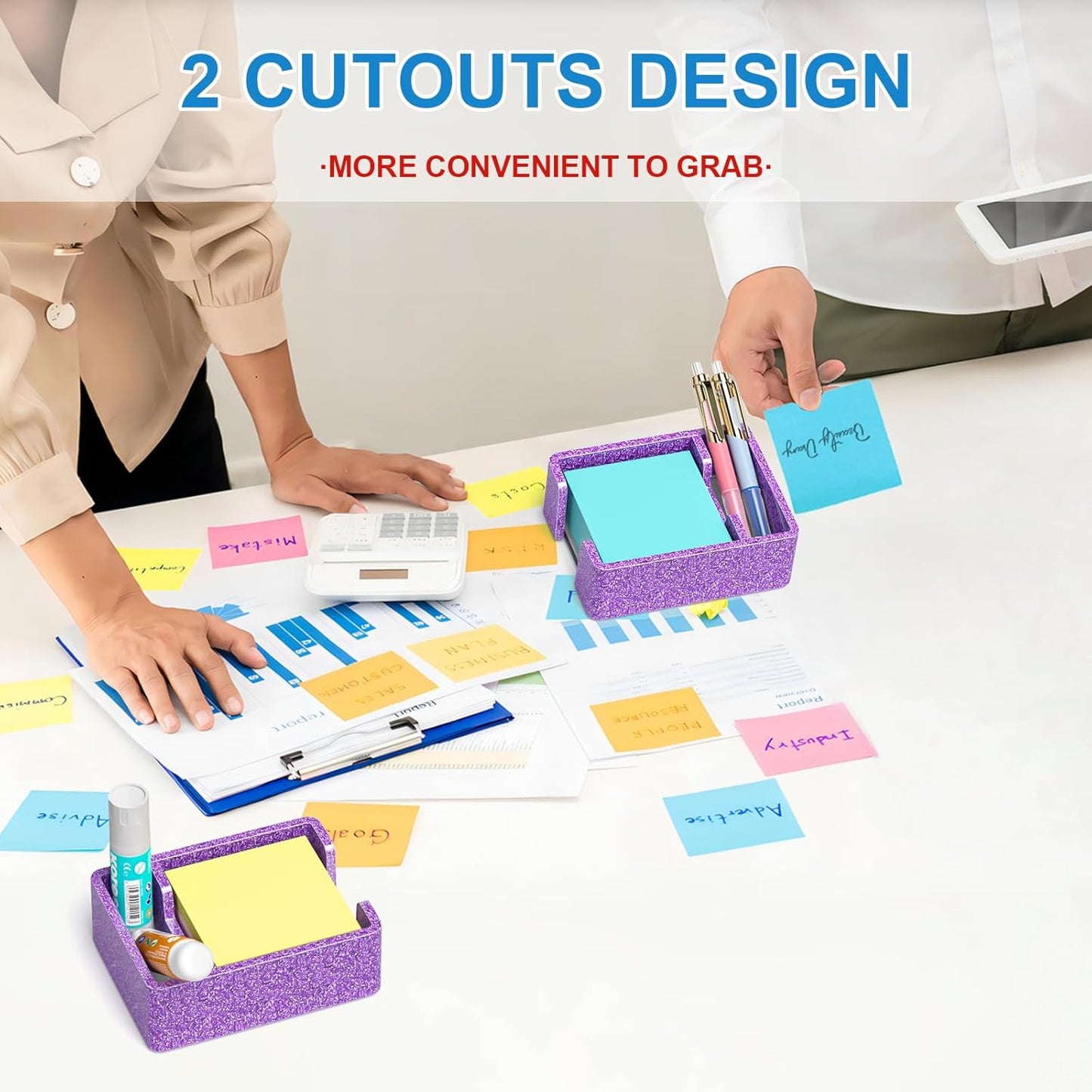 WINFFOR Acrylic Notepad Holder Dispenser - 3x3 in Sticky Note Memo Holder for Desk Organizer (W/O Pads) Office Desk Accessories School Supplies, Crystal Clear