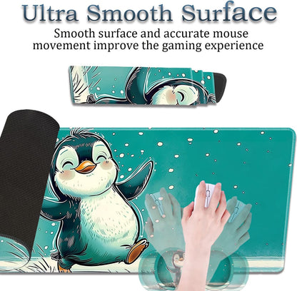 Mouse Wrist Rest and Keyboard Wrist Rest Pad Set, Non-Slip Rubber Base Smooth Surface Ergonomic Gaming Mouse Pad for Easy Typing and Pain Relief, Antique Blue Wood Grain Dog Paw + Coaster