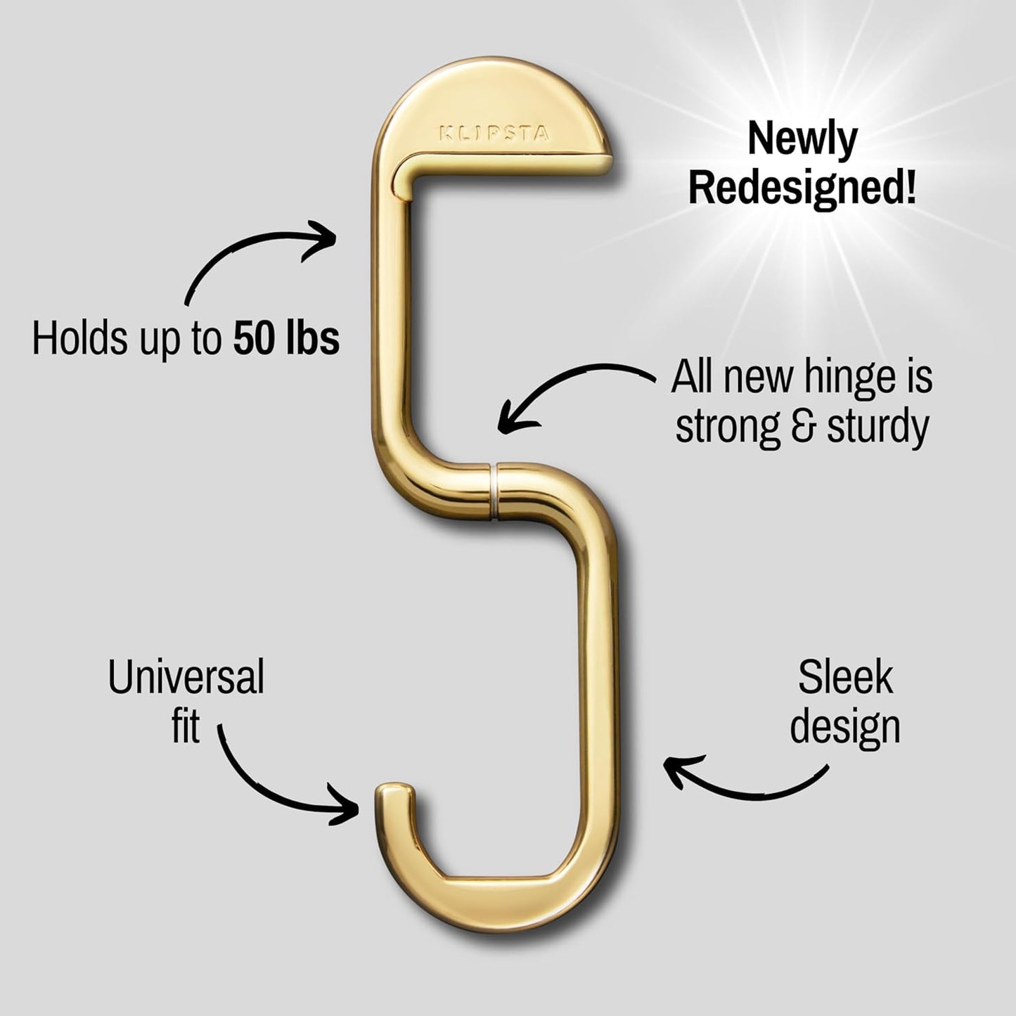 FLIP Bag Hook - Newly Redesigned. Portable Purse Hanger for Table with Magnetic Closure - Now Holds up to 50 lbs (Gold)