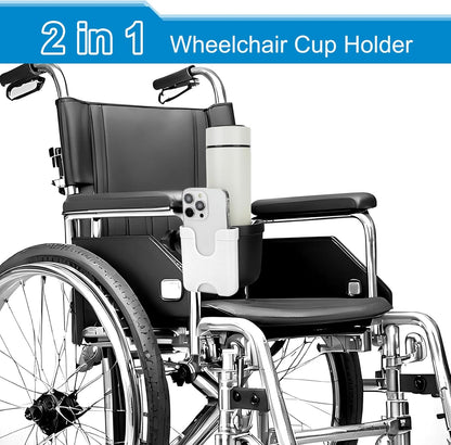 Accmor 2-in-1 Walker Cup Holder with Phone Holder, Wheelchair Cup Holder, Rollator Cup Holder, Cup Phone Holder for Walker, Wheelchair, Rollator, Mobility Scooter