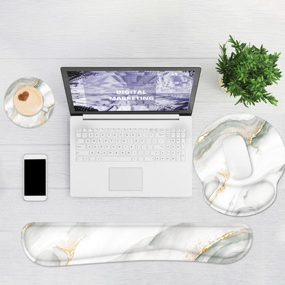 Ergonomic Mouse Pad with Wrist Rest and Keyboard Wrist Rest, Memory Foam Wrist Rest for Computer Keyboard, Easy Typing, Pain Relief, Mouse Pad Wrist Support for Gaming,Office, Laptop, Black Flower