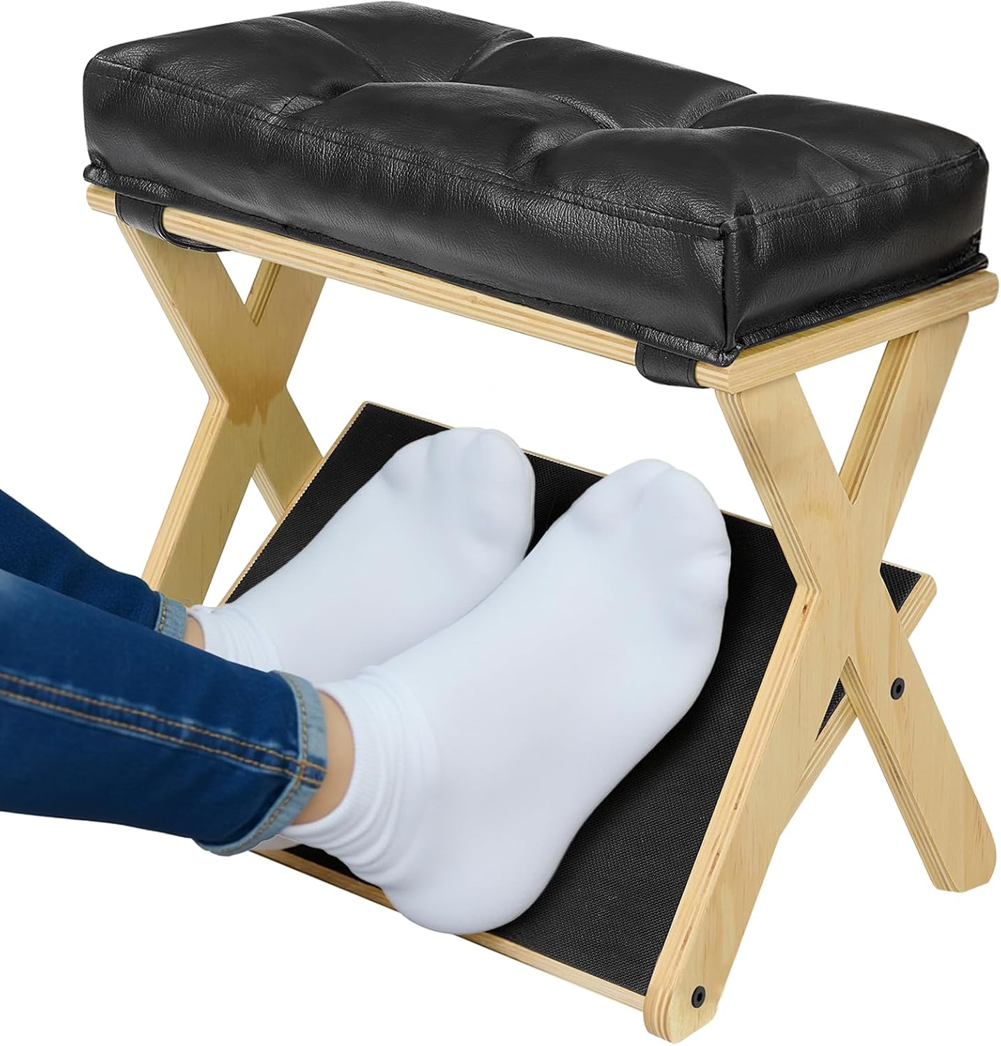 Double Step Foot Stool Under Desk, Wooden Foot Rest Under Desk with Non-Slip EVA Stepping Surface, Ergonomic Foot Stools for Under Office Desk, Enhances Posture,Home Office Gaming