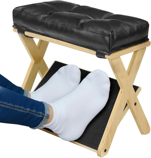 Double Step Foot Stool Under Desk, Wooden Foot Rest Under Desk with Non-Slip EVA Stepping Surface, Ergonomic Foot Stools for Under Office Desk, Enhances Posture,Home Office Gaming