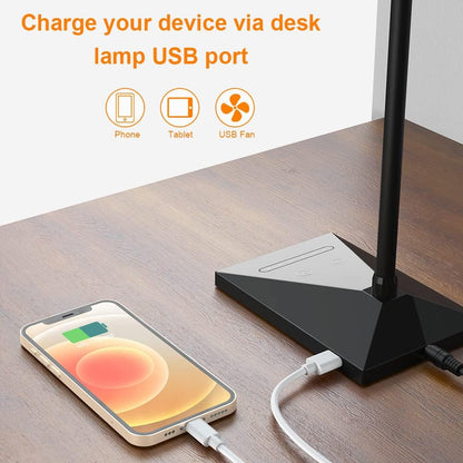 Vansuny Clip on Light LED Desk Lamp with Eye-Caring LED Light and Metal Clip, 6 Level Brightness 3 Color Modes, Power by USB Port 5W Adjustable Neck Reading Lamp for Home and Office (5W, Black)