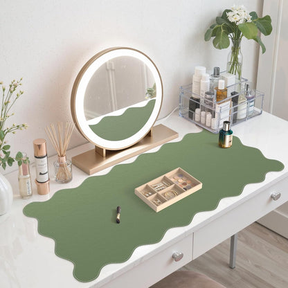 iCasso Pink Leather Desk Mat,Extra Large Scalloped Mouse Pad for Desktop,Waterproof PU Nail Table Mat,Cute Keyboard Mats for Women Girl,Non-Slip Desk Cover Mat for Office Home Dorm