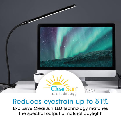 OttLite Clip-On LED Easel Lamp with ClearSun LED Technology - Sturdy Clip Light with On/Off Switch Cord - Adjustable & Flexible Neck for Precise Lighting, Piano, Computer Desks, Shelves & Tables