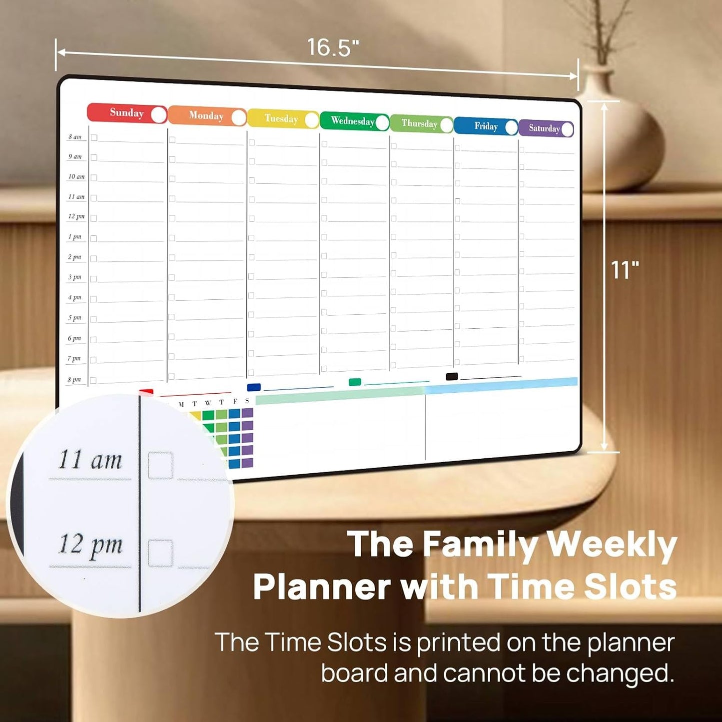 POPRUN Magnetic Fridge Calendar, 16.9"x11" Weekly Schedule Whiteboard, Dry Erase Board for Family Planning & Organization, Ideal for Home, School, Office