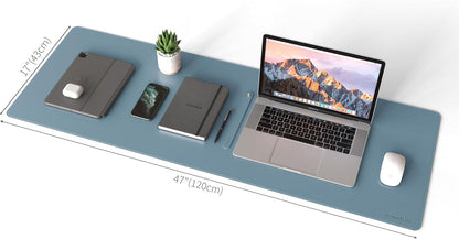 RENMTURE Dual-Sided Mouse Pad, Natural Cork & PU Leather Large Desk Pad for Office and Home Work, Desk Protector Non-Slip, Waterproof, Easy Clean (Olive Green, 32"x16")