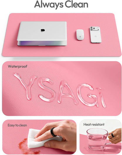YSAGi Leather Office Desk Pad Protector, Large Mouse Pad, Non-Slip, PU Leather, Laptop Desk Blotter, Waterproof Writing Pad for Office and Home, Black, 23.6" x 13.8" - Colors B