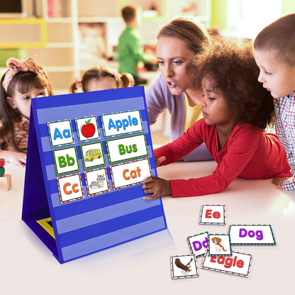 Magnetic Desktop Tabletop Pocket Chart Stand, Double Sided Small Pocket Chart for Classroom Home (15" X 12.5")